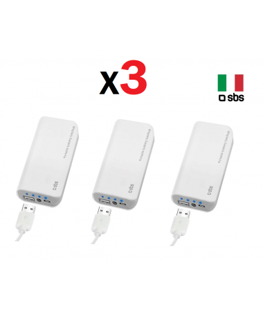 3 ADET - SBS-05316 Powerbank 5.000 MaH ( Tüm Telefon Modelleri Ile Uyumludur - İtalyan SBS Kalitesi Karşınızda! )