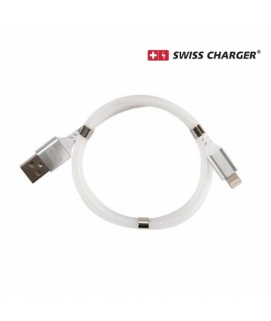 Swıss Charger SCC-10086 iPhone Manyetik Hızlı Şarj ve Data Kablosu ( Düğümlenmeyi önleyen tasarım,  Yüksek kaliteli ve ultra esnek materyal ) 