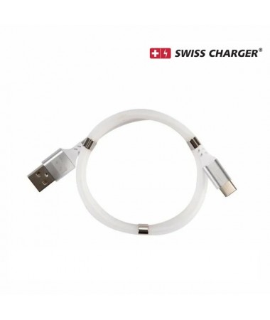 Swıss Charger SCC-10087 Type-c Manyetik Hızlı Şarj ve Data Kablosu ( Düğümlenmeyi önleyen tasarım,  Yüksek kaliteli ve ultra esnek materyal ) 