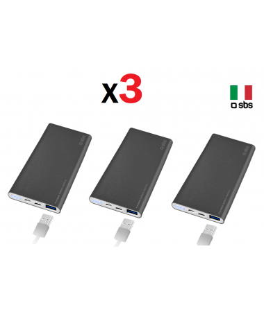 3 ADET - SBS-31377 Powerbank 5.000 MaH ( Tüm Telefon Modelleri Ile Uyumludur - İtalyan SBS Kalitesi Karşınızda! )