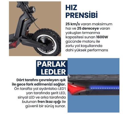 ( YENİ! ) ProLucky PROFESYONEL Off Road Scooter! ( Ultra Power Çift Motor ve Çift Süspansiyon Türkiye'de bir İlk, 1600 Watt Ultra Power Motor & 3 Farklı Sürüş Modu )