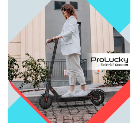 ( TÜKENMEK ÜZERE! YOĞUN İLGİNİZE TEŞEKKÜRLER ) ProLucky Scooter Katlanabilir, Çift Süspansiyonlu & Elektrikli Scooter ( Yüksek Batarya Kapasitesi Kısa Sürede Şarj ile Uzun Süre Sürüş Zevki! )