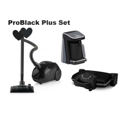 ProBlack Plus Set ile Ev Aletleriniz Trend Çizgileri ve Uyumlu Renkleriyle Sizlerle! ( Kıvam Türk Kahve Makinesi, ProClean Süpürge & ProToaster Tost Makinesi )