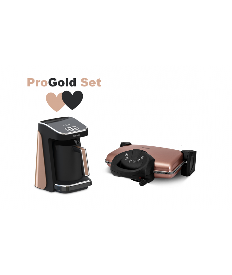 ( TÜKENDİ! ) ProGold Set ile Ev Aletleriniz Trend Çizgileri ve Uyumlu Renkleriyle Sizlerle! ( Kıvam Türk Kahve Makinesi & ProToaster Tost Makinesi )