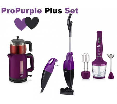 ProPurple Plus Set ile Ev Aletleriniz Trend Çizgileri ve Uyumlu Renkleriyle Sizlerle! ( ProStick Dik Süpürge, ProTea Çay Makinesi & ProSpeed Blender )