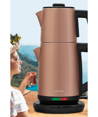 ( TÜKENDİ! ) Şehzade Çay Makinesi - Geniş 25 Bardak Çay Kapasitesi ( Hızlı Hazırlama Özelliği, 2200w Performans & El Yakmayan Cidarlı Demlik Kapağı )
